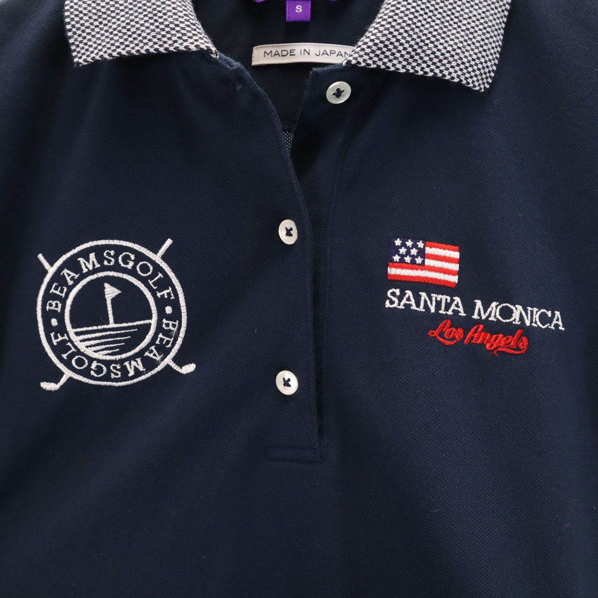 BEAMS GOLF ビームスゴルフ 日本製 半袖 ポロシャツ S ネイビー