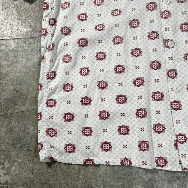 50's 60's 半袖オープンカラーシャツ 袋襟 ボックスシルエット L