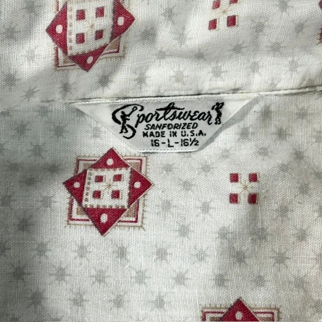 50's 60's 半袖オープンカラーシャツ 袋襟 ボックスシルエット L