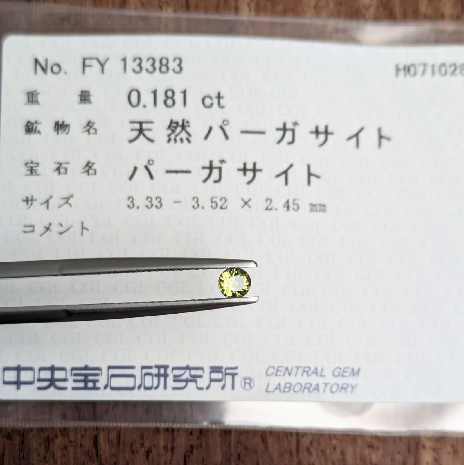 パーガサイトルース フィンランド産 【0.181ct】 PRO209079