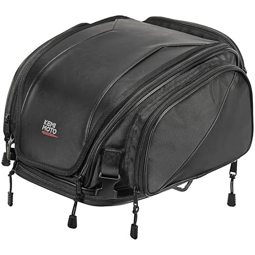KEMIMOTO シートバッグ バイク 拡張機能あり 18-22L ツーリングバッグ 防水 撥水加工 レインカバー付き リアバッグ 変形しにくい 荷物固定ベルト付き キャンピングシートバッグ バイク用品 汎用性 Ninja400/ZX-25R 2ce14f11