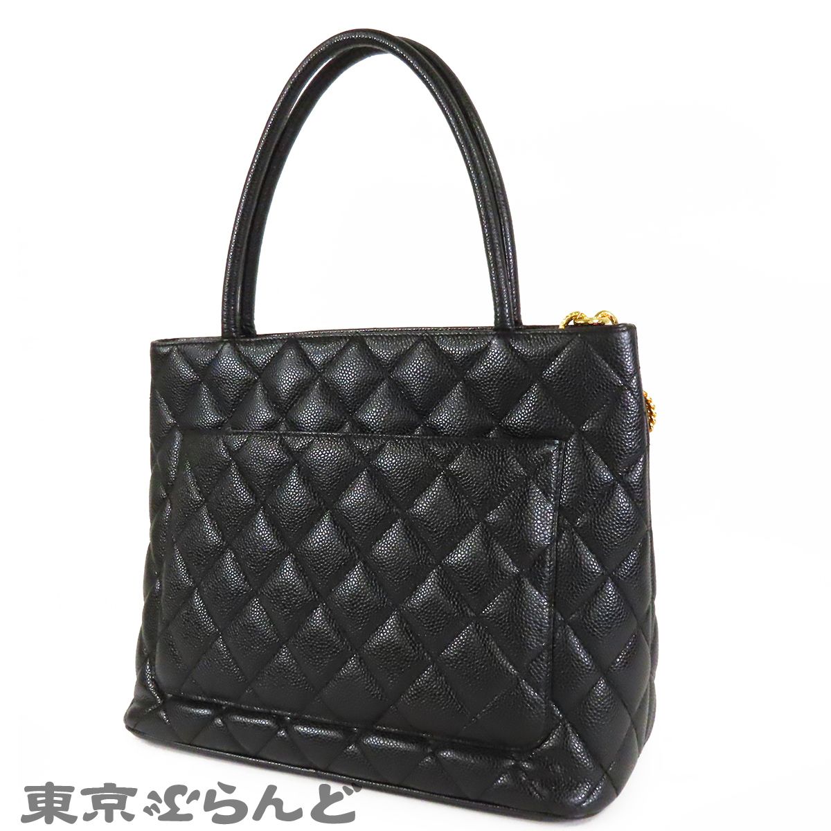 シャネル CHANEL 復刻トート ブラック 黒 ゴールド金具 キャビアスキン
