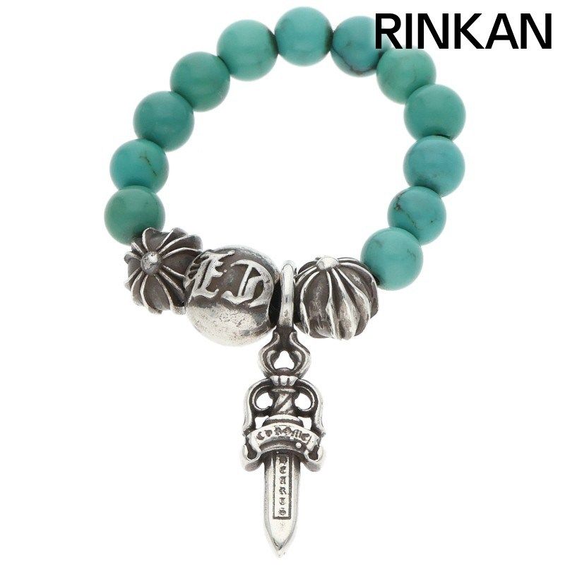 クロムハーツ CHARM BEAD RING/チャーム付ビーズ ダガーチャーム/シルバーリング メンズ 8号