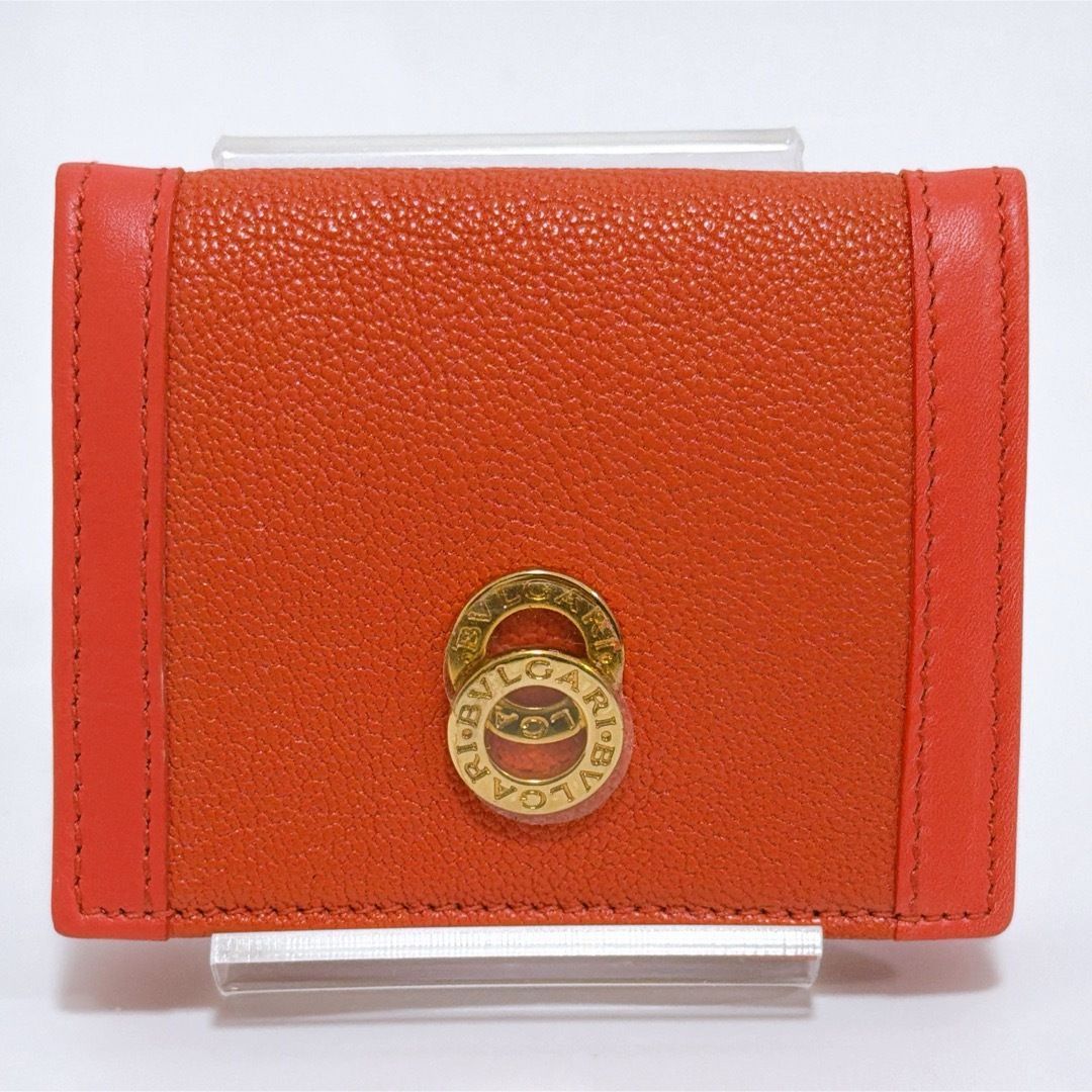 BVLGARI ケース・小銭入れ（内側赤色） ブルガリ BVLGARI スクエア コインケース コーラルレッド ゴート