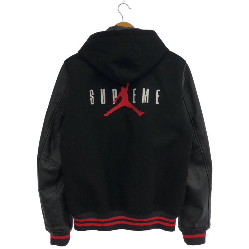 【中古】Supreme×JORDAN Hooded Varsity Jacket サイズM ブラック 799703-010 シュプリーム ジョーダン[19][240019519243] 中古】Supreme×JORDAN Hooded Varsity Jacket サイズM ブラック 799703