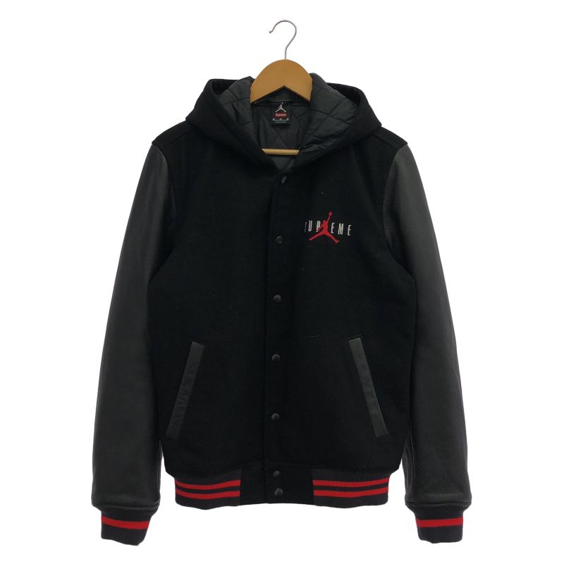 中古】Supreme×JORDAN Hooded Varsity Jacket サイズM ブラック 799703
