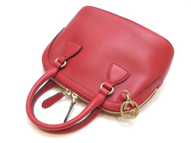 GUCCI グッチ インターロッキングG 2wayバッグ レッド レザー 449661