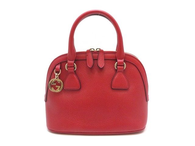 GUCCI グッチ インターロッキングG 2wayバッグ レッド レザー 449661