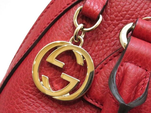 GUCCI グッチ インターロッキングG 2wayバッグ レッド レザー 449661