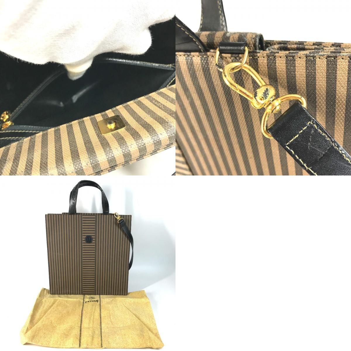 FENDI フェンディ ハンドバッグ ペカン ロゴ 2WAYバッグ 縦型 レザー