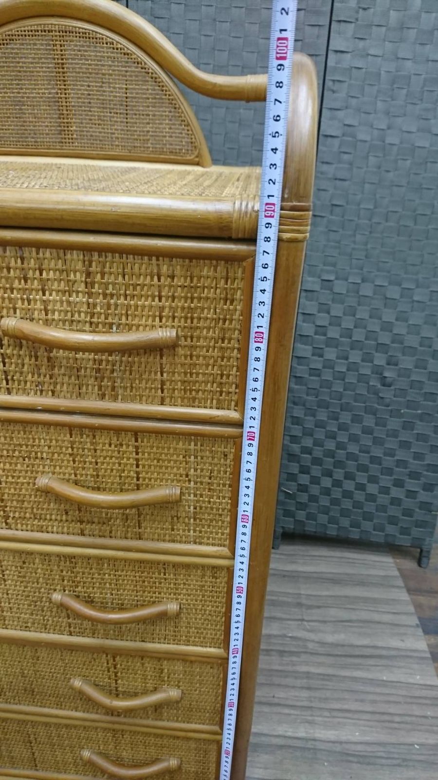 送料無料V58752 ラタン 藤5段引出しチェスト キャビネット