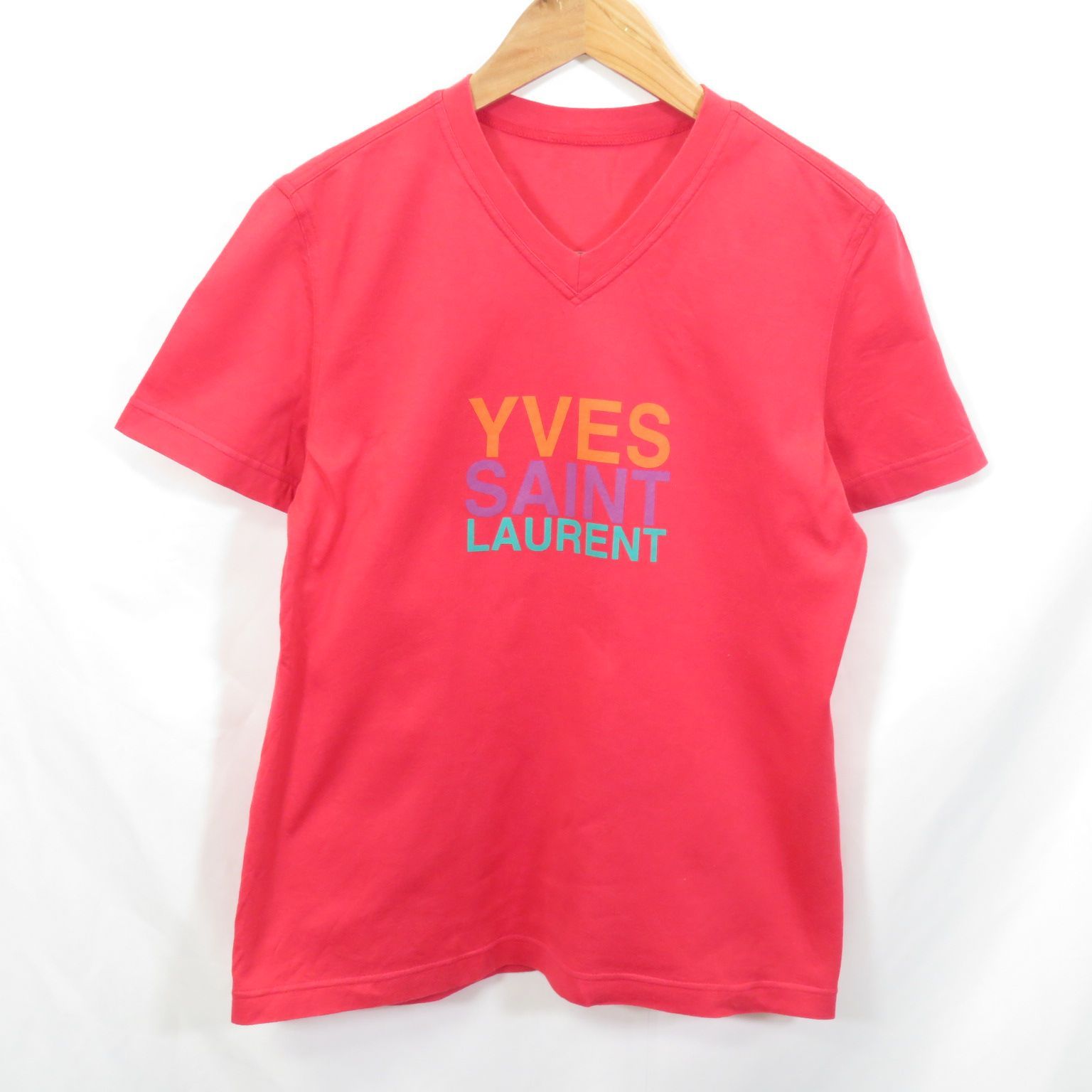 90s YVES SAINT LAURENT ロゴ Vネック Tシャツ - メルカリ
