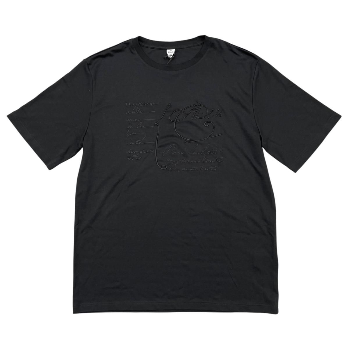 ☆ベルルッティ 半袖Tシャツ スクリットエンブロイダリー R27JRS135JAEK Mサイズ コットン ロゴ ブラック BERLUTI