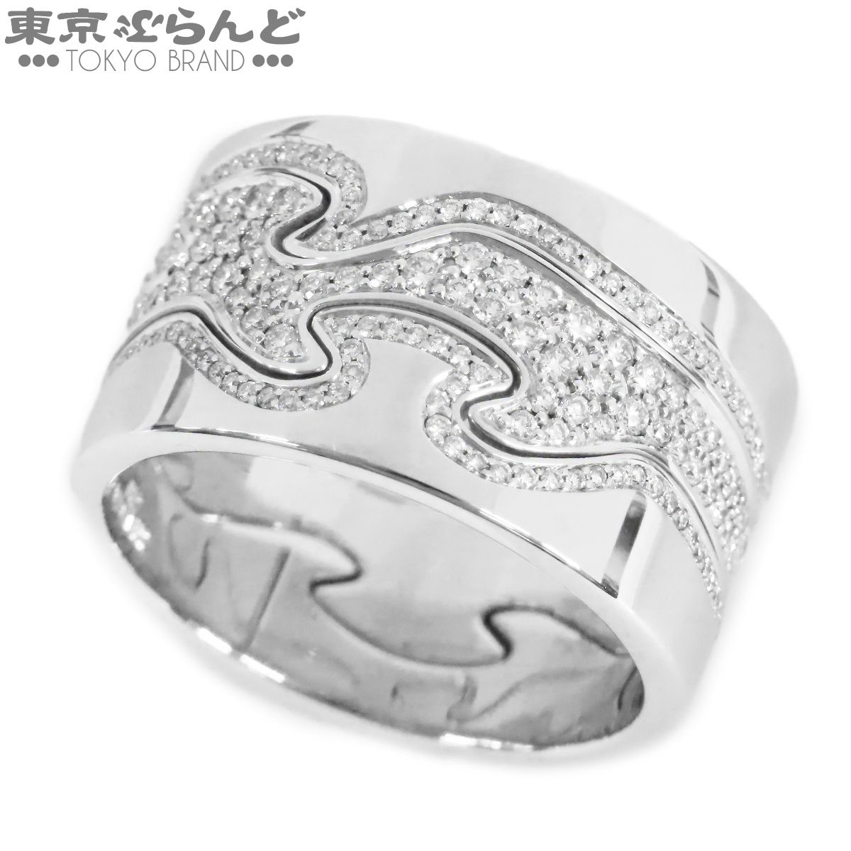 ジョージジェンセン Georg Jensen フュージョン リング ホワイトゴールド K18WG 3連 パヴェダイヤモンド 18号相当 58 指輪 メンズ 仕上済 101880837 346,500円