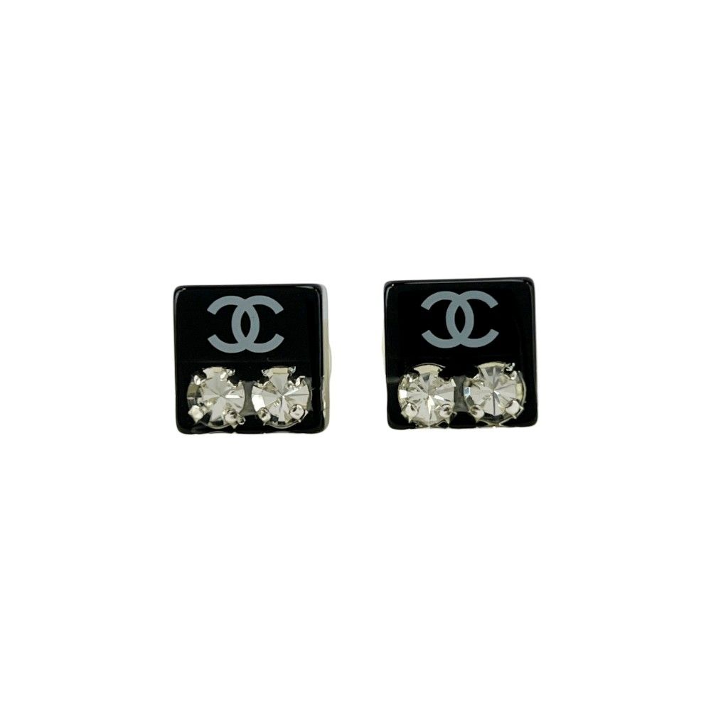 訳あり CHANEL シャネル ココマーク スクエア ラインストーン ピアス シャネル □新同□ ココマーク スクエア キューブ ピアス アクセサリー