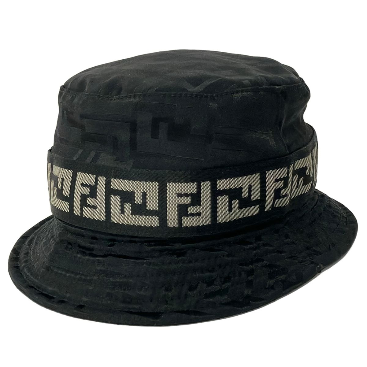 FENDI(フェンディ) ハット M美品 - 黒×グレー ズッカ柄 コットン