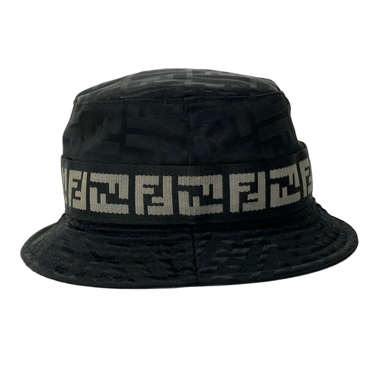 FENDI(フェンディ) ハット M美品 - 黒×グレー ズッカ柄 コットン