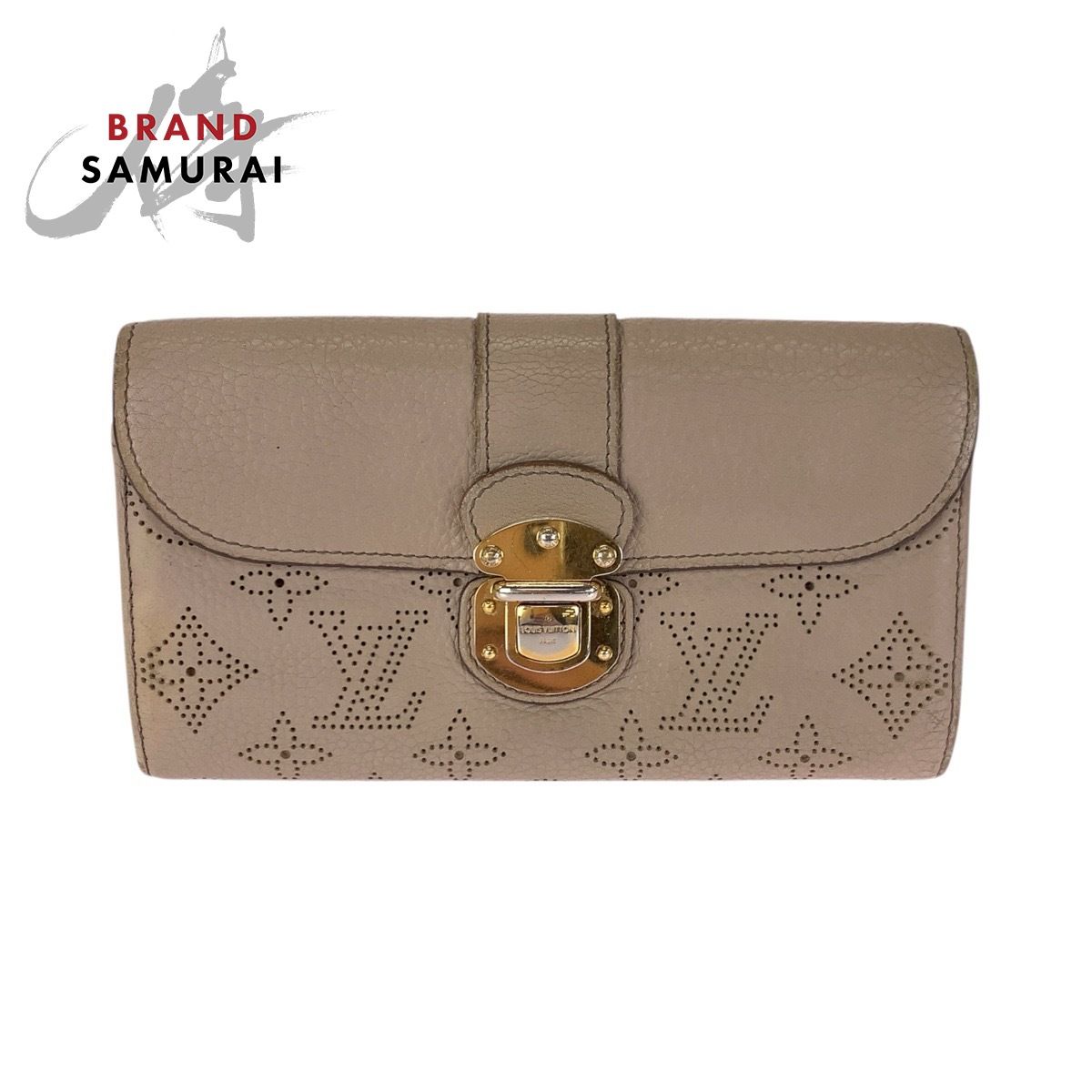 LOUIS VUITTON ルイヴィトン モノグラム マヒナ ポルトフォイユ イリス ベージュ M58139 長財布 ロングウォレット レディース 603670【中古】