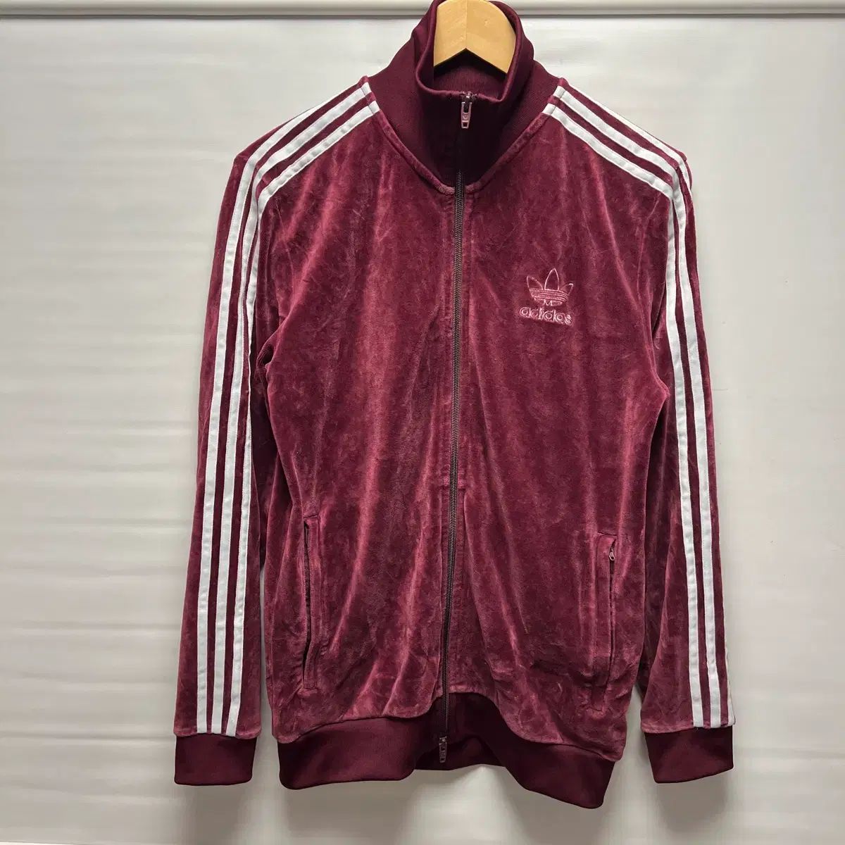 正規品/S adidas アディダス ヨーロッパ ツアーベルベット バーガンディ ベルベット トラックジャージ ジャージ トップス
