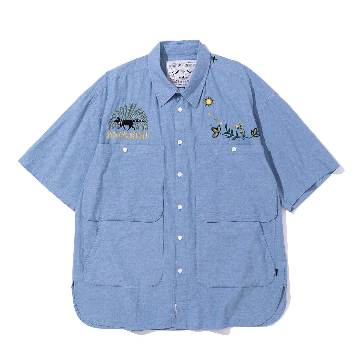 POLER EMB POCKET CHAMBRAY S/S SHIRTS 261mcv0014 ポーラー 半袖シャツ
