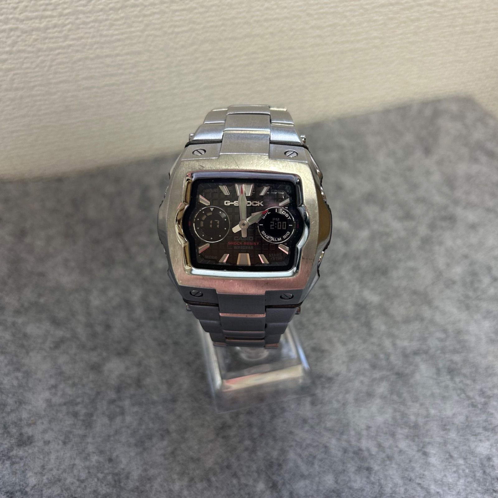 【レア/廃盤】G-SHOCK G-011D カシオ 腕時計 アナデジ メタルバンド スクエア シルバー ジーショック　フルメタル