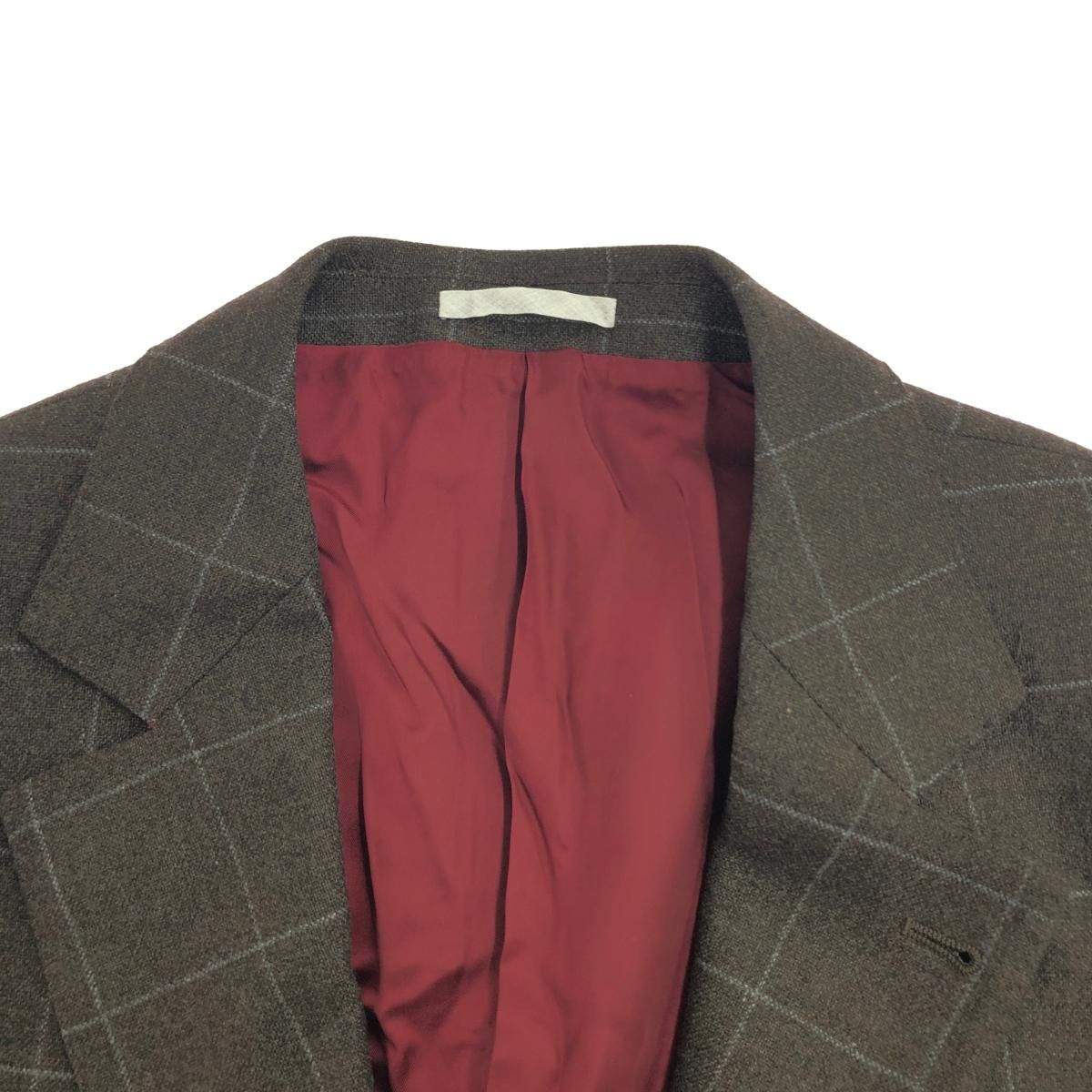 BRUNELLO CUCINELLI ブルネロクチネリ 段返り3Bジャケット サイズ:48 ウールモヘヤカシミヤ/ウィンドーペーン    ブラウン メンズ / 241019003181 BRUNELLO CUCINELLI ブルネロクチネリ 段返り3Bジャケット サイズ:48