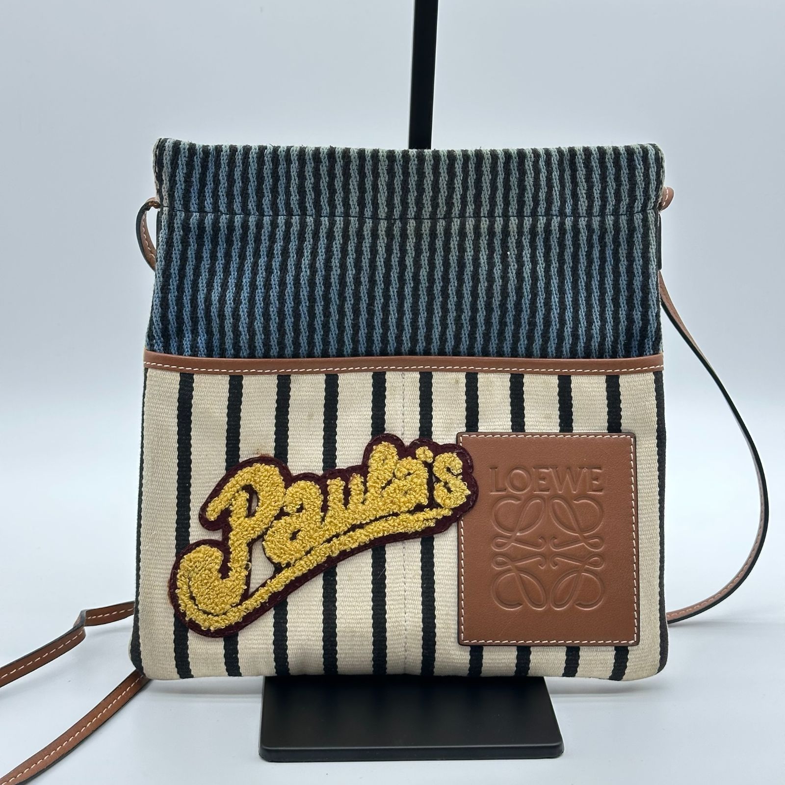LOEWE ロエベ パウラスイビザ ストライプ キャンバス斜めがけ 