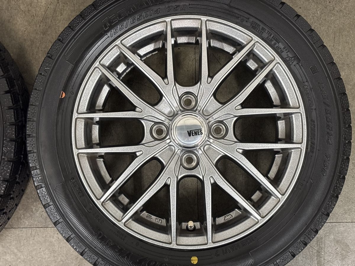 美品 バリ溝】ヴェネス 14in 4.5J +45 PCD100 グッドイヤー アイスナビ 