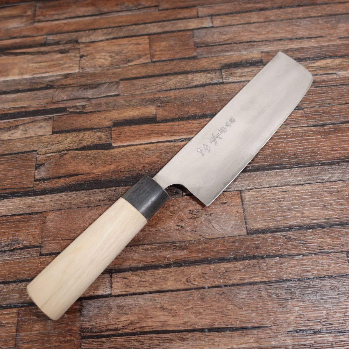 木屋 菜切包丁 研ぎ済 ダマスカス 水牛柄 日本橋木屋 菜切り 新案登録済 165mm