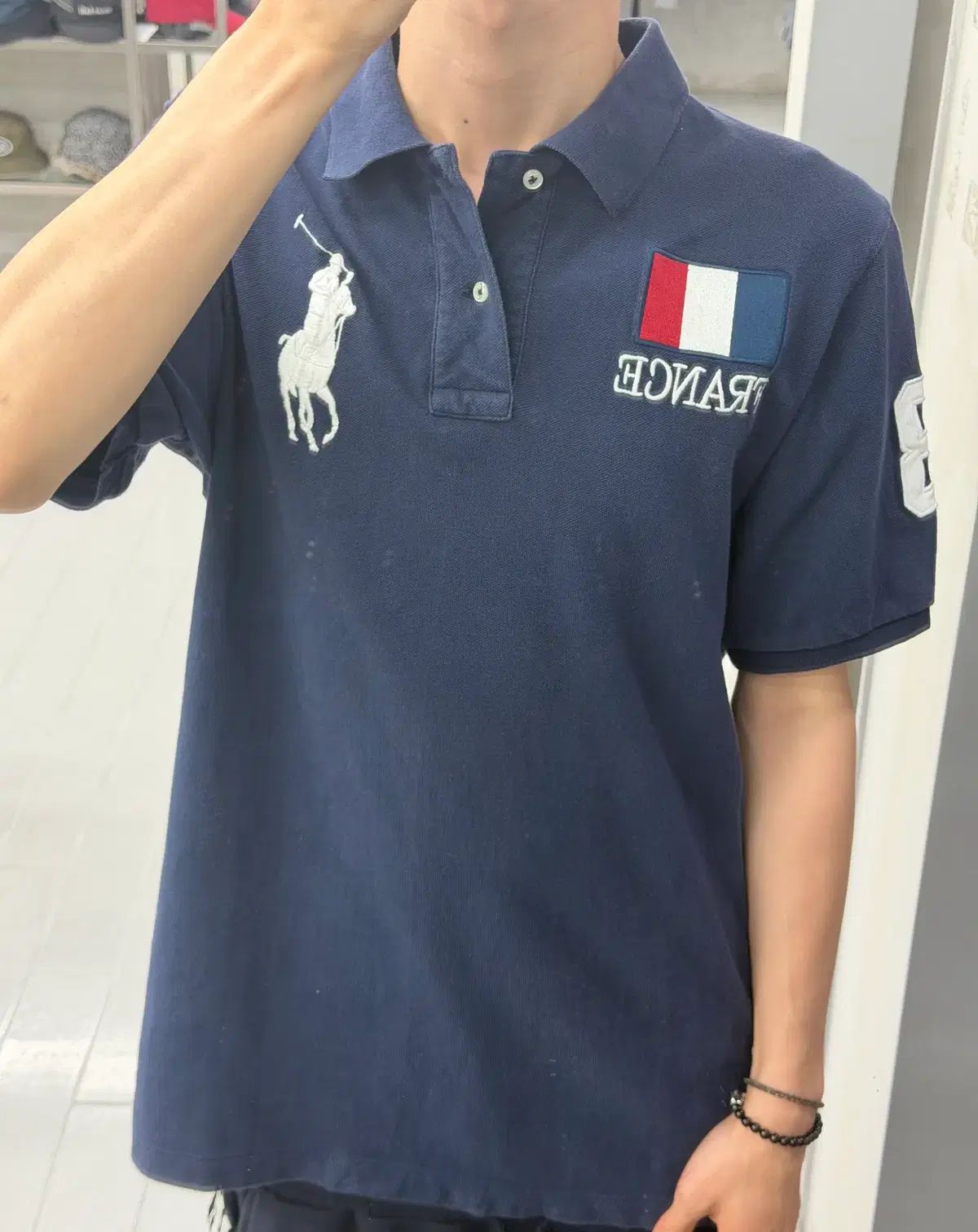 (L) ポロ フランス 国旗 刺繍 ビックポニー PK 半袖 Tシャツ