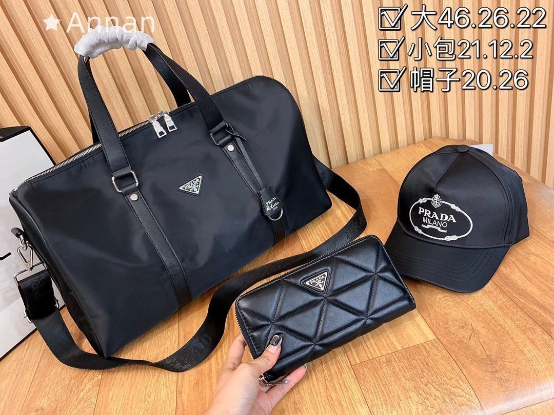 美品★ PRADA プラダ 旅行用バッグ 帽子 財布 3点セット