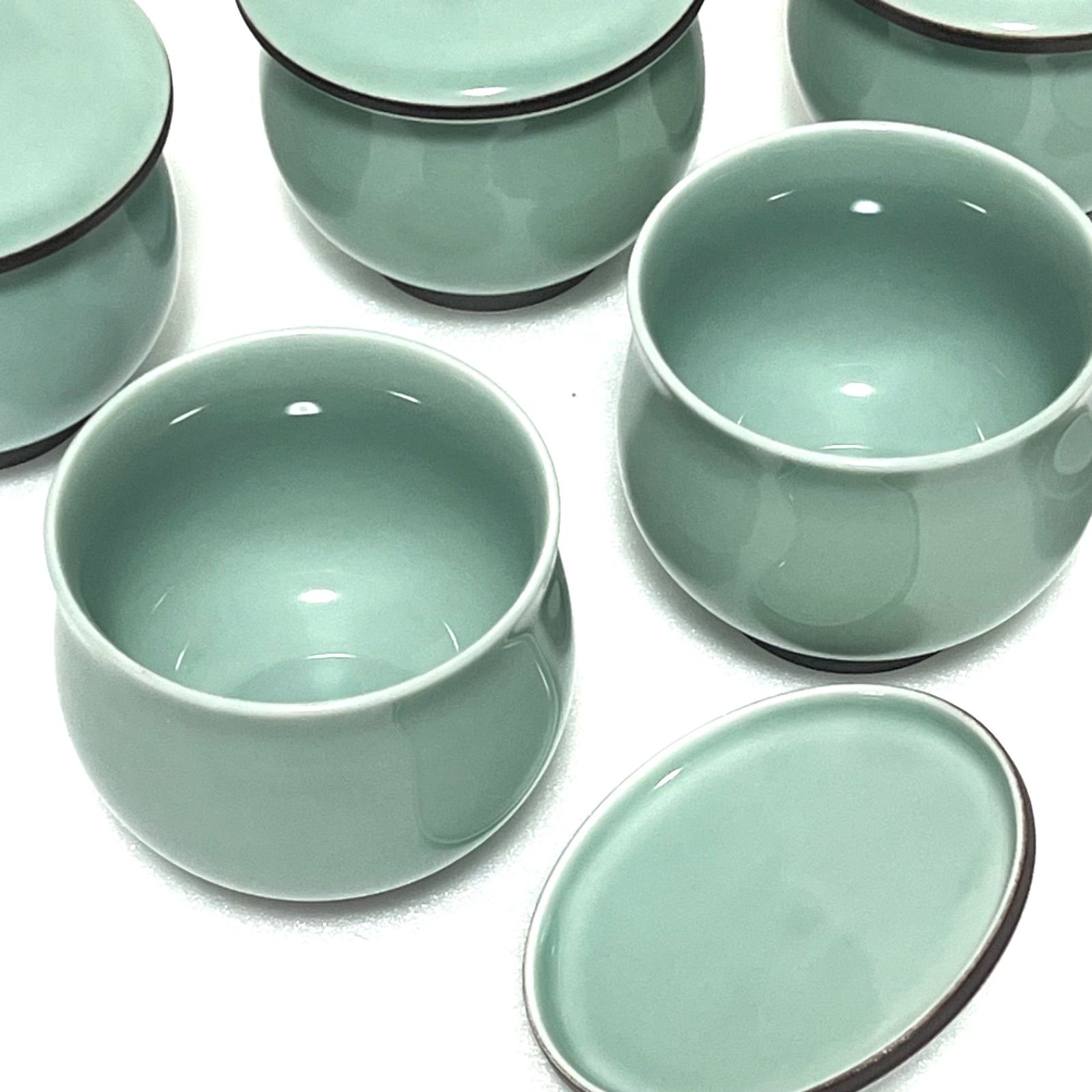 ◼︎未使用保管品◼︎【深川製磁】百年庵 笹青磁 茶器揃 急須茶器 元箱