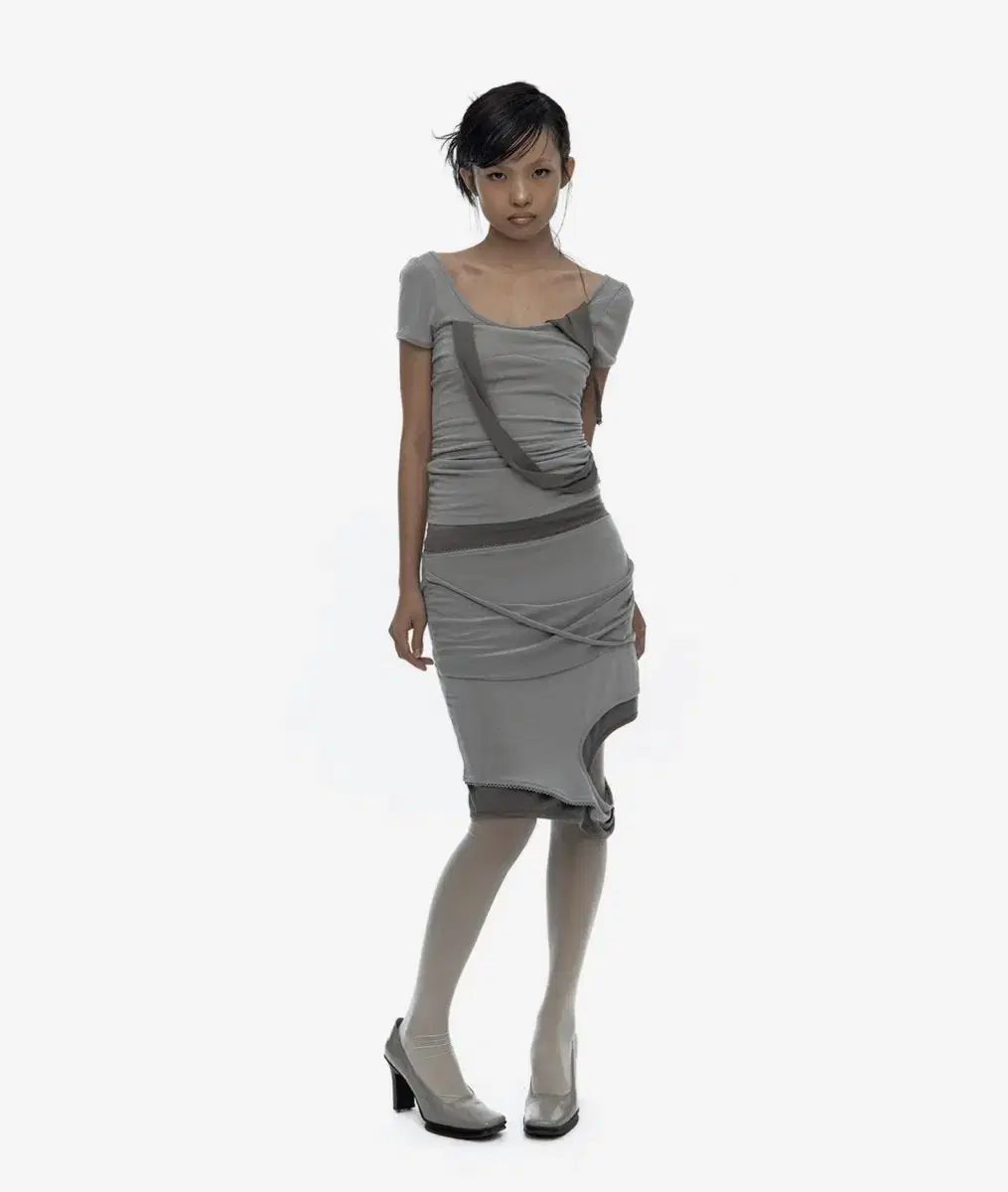 Kashiko カシコ peek-a-boo top warm grey