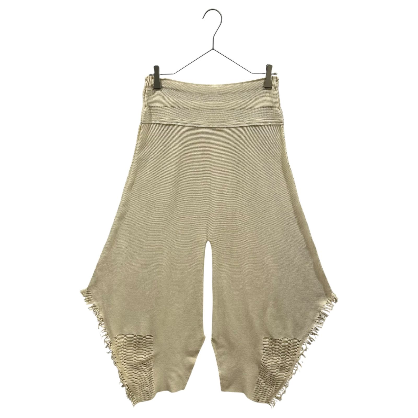 A-POC ISSEY MIYAKE(エーポック イッセイミヤケ) Horizontal-Ribbed Fringed Sarouel Pants 横リブ フリンジ サルエル パンツ IM21KF308 2(M程度) アイボリー 男性着用可能