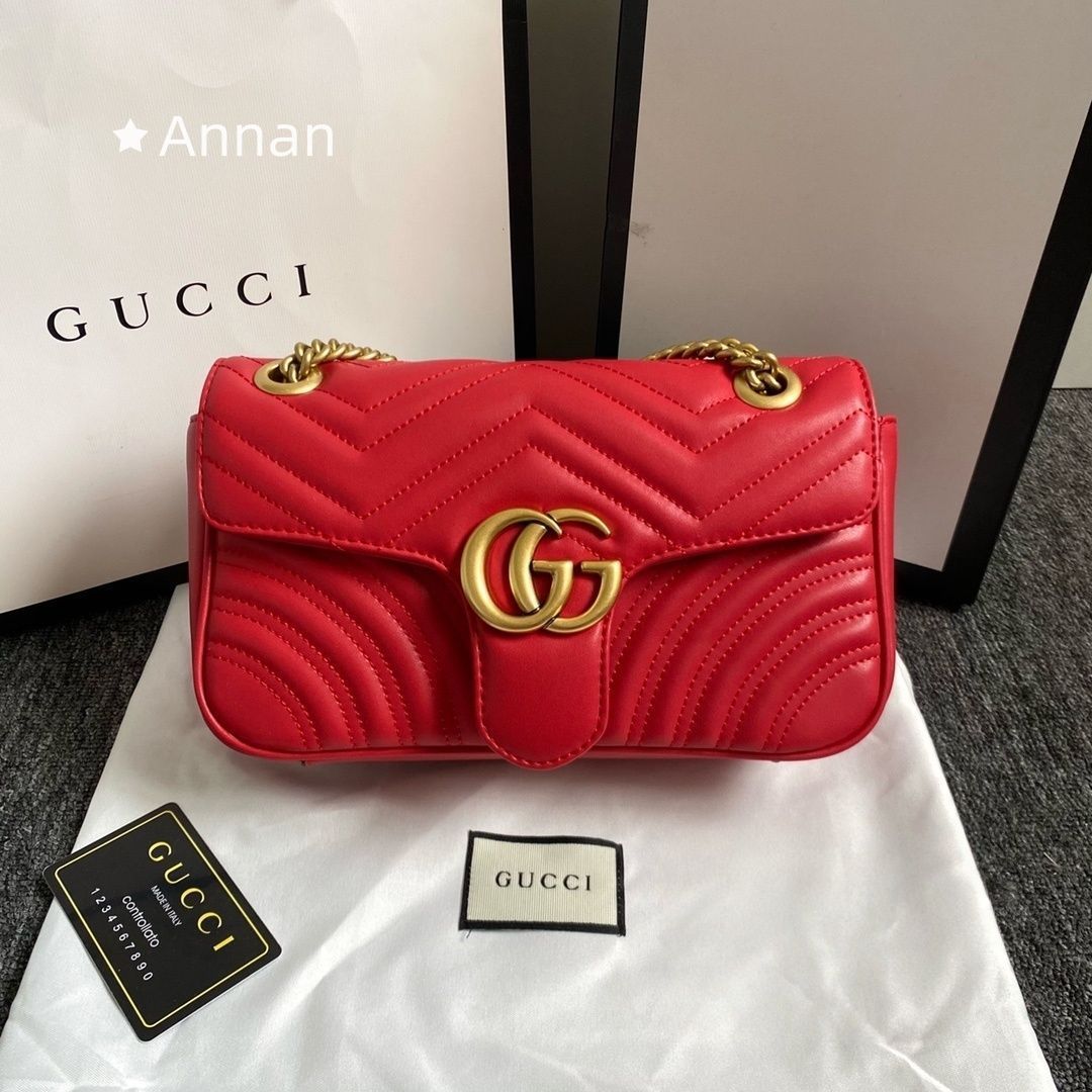 破格 可愛 GUCCI グッチショルダーバッグ GGマーモント レザー キルティング チェーン 443497