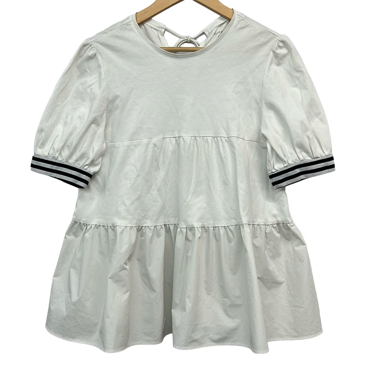 BORDERS at BALCONY(ボーダーズアットバルコニー) 半袖カットソー サイズ38 M レディース美品 - 白×黒 DANSKIN