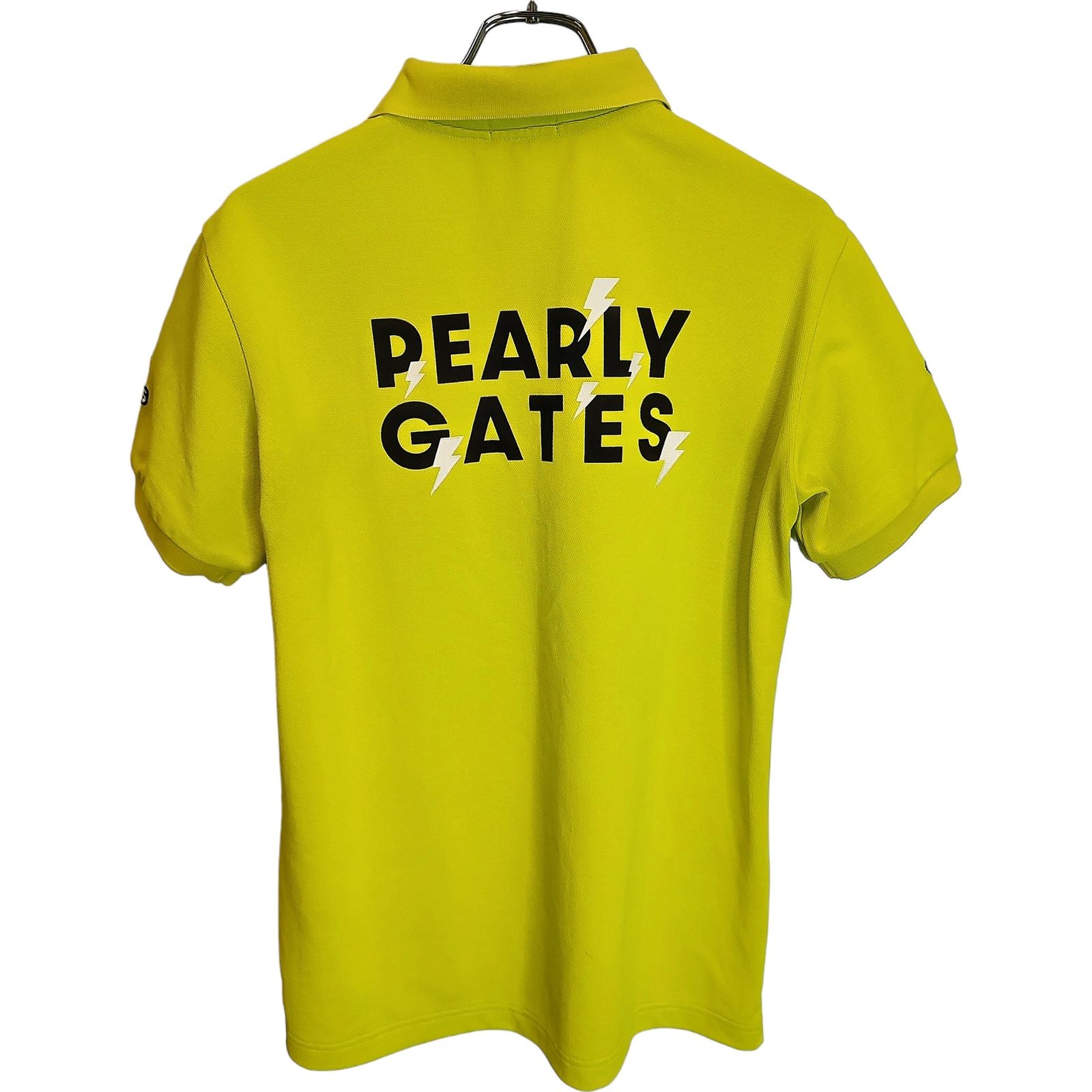 PEARLY GATES パーリーゲイツ ポロシャツ イエロー PEARLY GATES パーリーゲイツ ゴルフ 稲妻 ロゴプリント 半袖