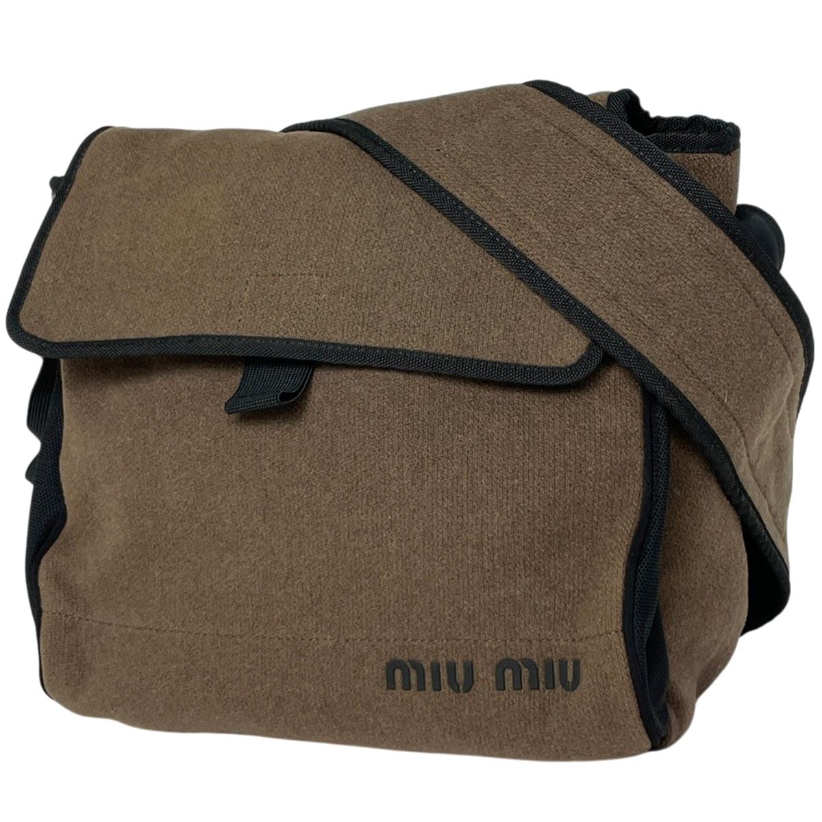 ミュウ ミュウ Miu Miu ショルダーバッグ ファブリック ブラウン レディース 【中古】
