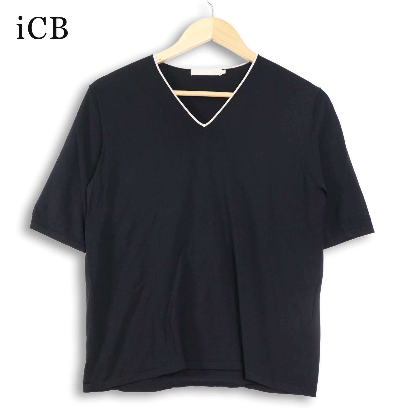 美品☆ iCB アイシービー 春夏 Vネック サマーニット カットソー T