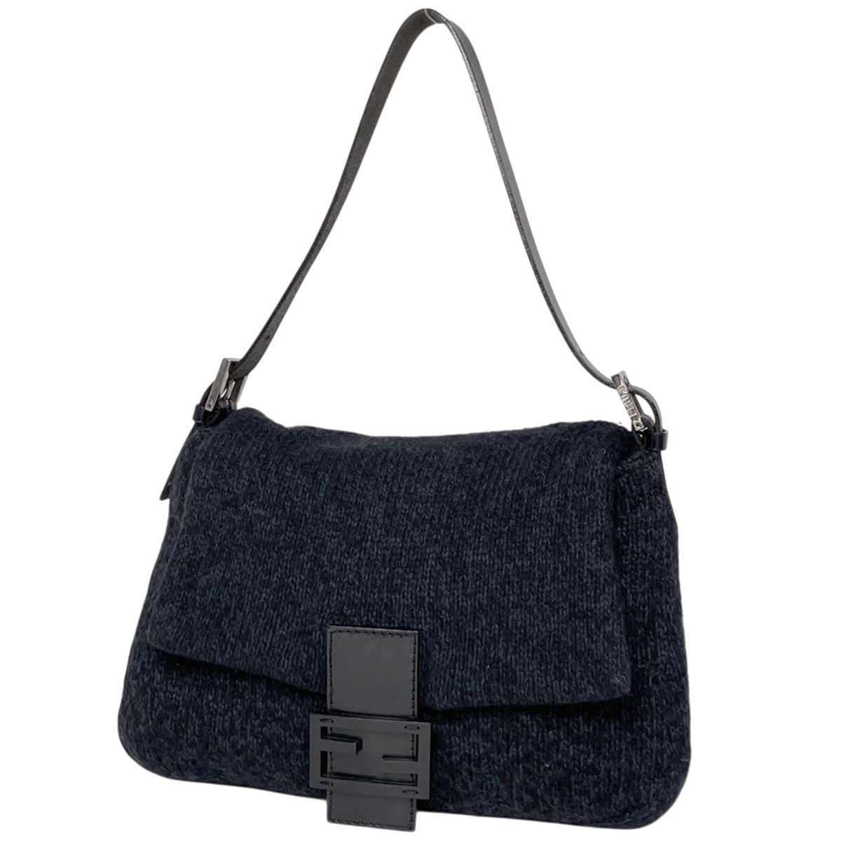 フェンディ FENDI ショルダーバッグ ズッカロゴ マンマバケット ファブリック ブラック ネイビー 26325 レディース 【中古】