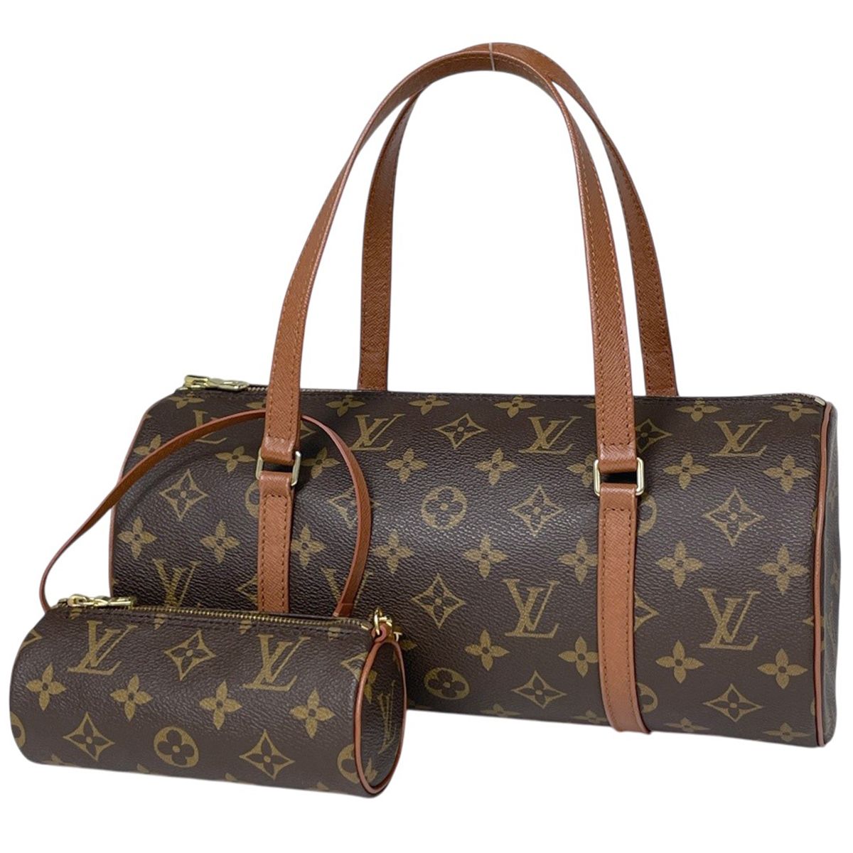 ルイ・ヴィトン Louis Vuitton パピヨン30 ハンドバッグ バレルバッグ 筒型 旧旧型 モノグラム ブラウン M51365 レディース 【中古】