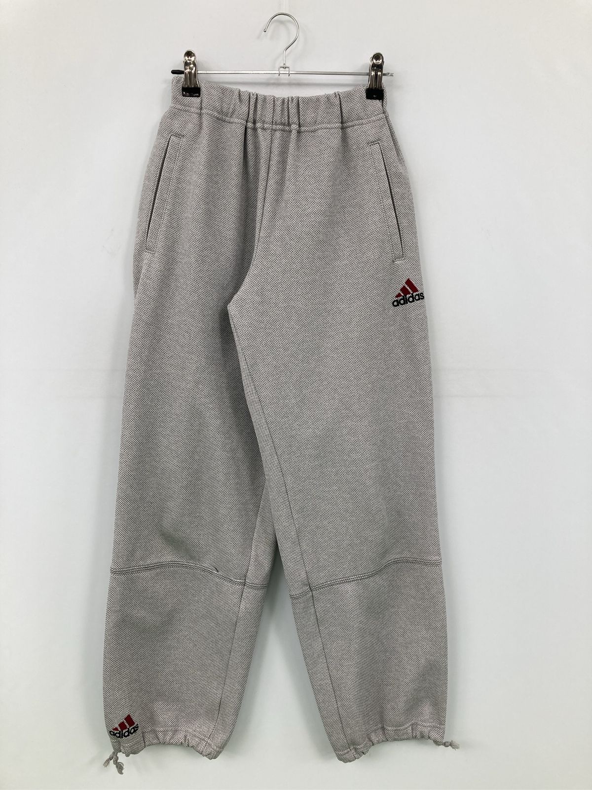 adidas アディダス スウェットパンツ 76 M グレー 無地 ワンポイント ブランドロゴ ワイド・ルーズ ハイウエスト ウエストゴム・紐 メンズ