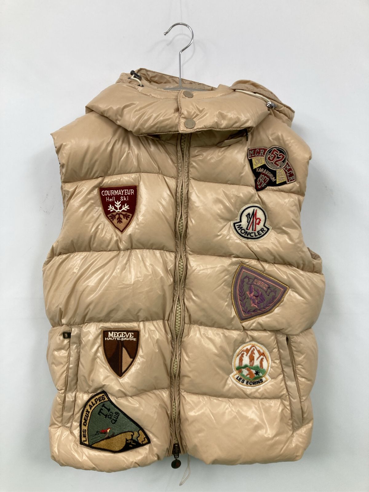 MONCLER モンクレール ダウンベスト ベージュ ナイロン ワンポイント