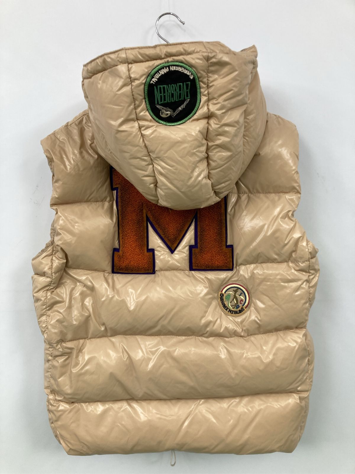 MONCLER モンクレール ダウンベスト ベージュ ナイロン ワンポイント