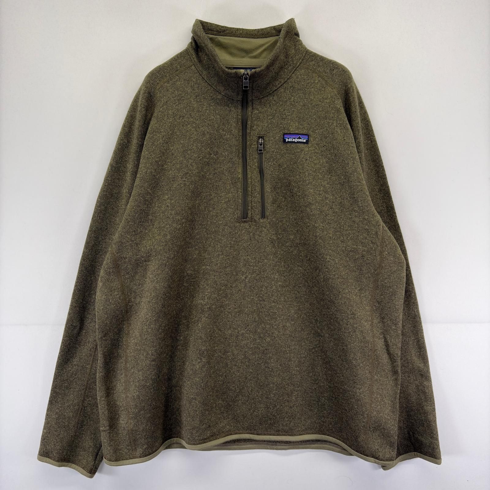古着 パタゴニア patagonia ニット ハーフジップ ワンポイントロゴ アウトドア ベターセーター 大きいサイズ 2XL グリーン系 メンズ