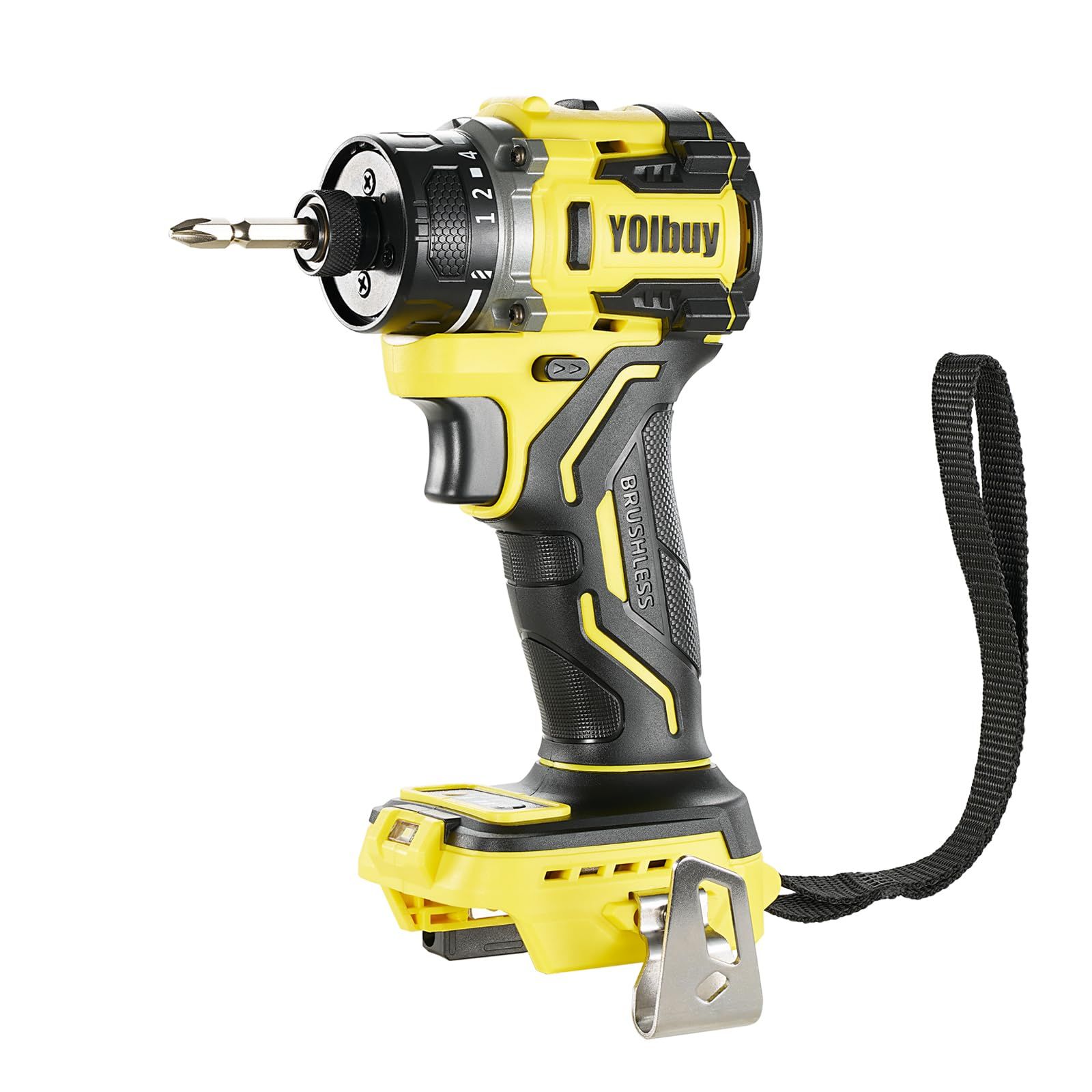 YOIbuy PRO 充電式 コンパクト ドライバドリル 18V 互換 六角ビット用クィックチャック使用 ドリルドライバー 高出力 ブラシレスモータ搭載 maxトルク70Nm 振り回る保護機能（APC機能）搭載 ターボモード付き Max回転数 4a1d2442