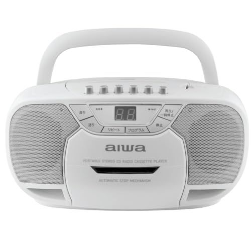 aiwa CDラジカセ CDラジオカセットレコーダー ワイドFM 録音 防災 CRC2 GAA5-CRC0002 WHt 02449b13