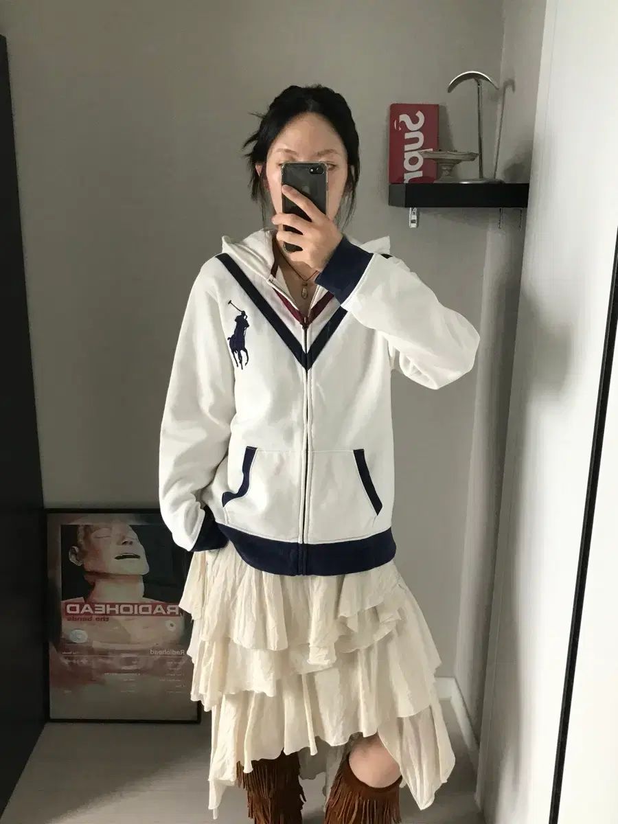 ポロ ラルフローレン ビックポニーロゴ アイボリー ジップアップ