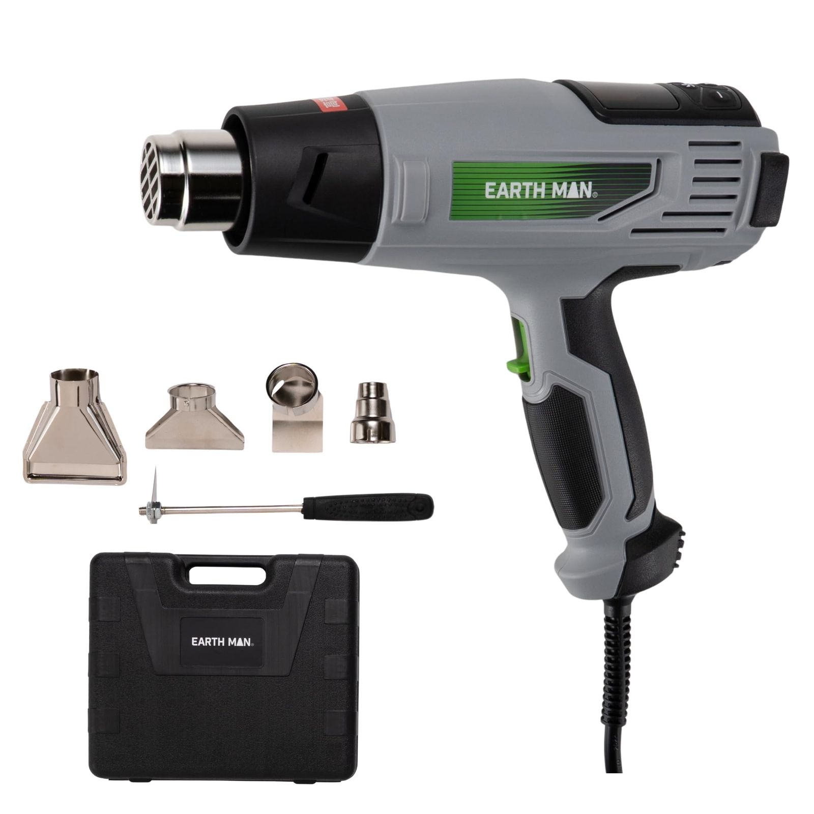 N◆高儀 コード式 温度調節機能付き ヒートガン HG-1450D EARTH MAN デジタル表示 50?550℃ 8段階風量 豊富なアタッチメント5種類 収納ケース付 熱風を利用 多用途 コード長1.8m たかぎ