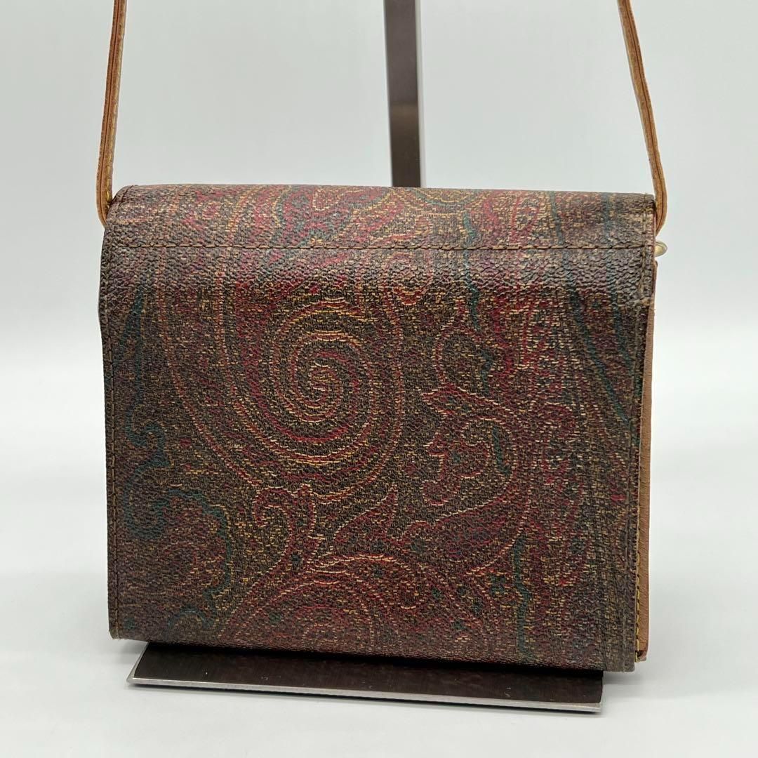 良品】ETRO ショルダーウォレット ポシェット ペイズリー柄 ブラウン 